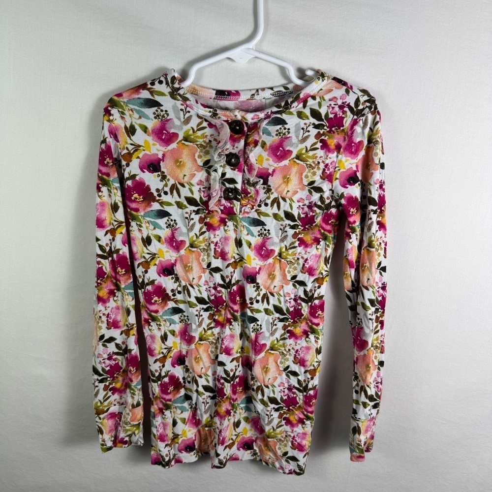 Gigi and Max Floral Long Sleeve Bamboo T-shirt Girls Size 6/7T